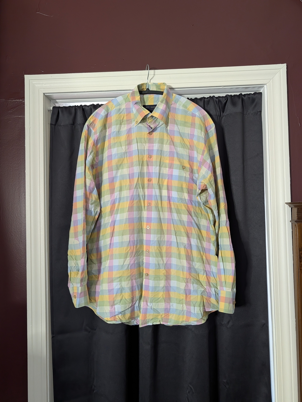 SCOTT BARBER Vintage Multicolor Check Buttondown Pocket Mens Dress Shirt M
